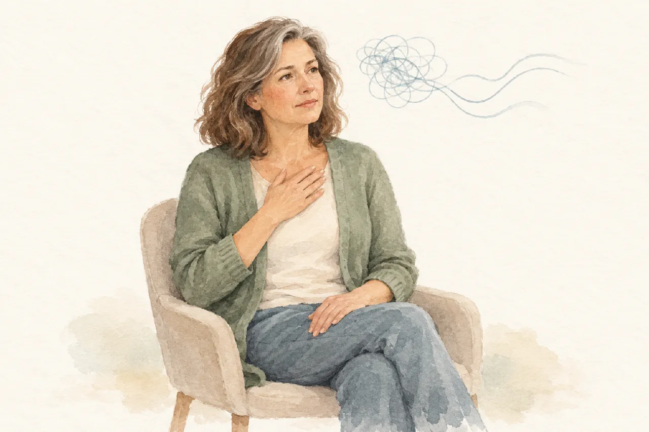 Woman experiencing tangled thoughts, relating to anxiety